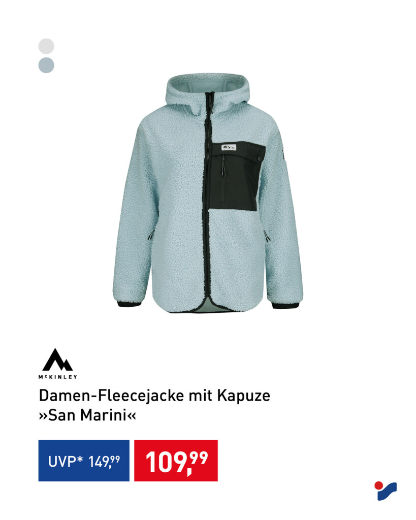 Hellblau, schwarze McKinley Jacke für Damen.
